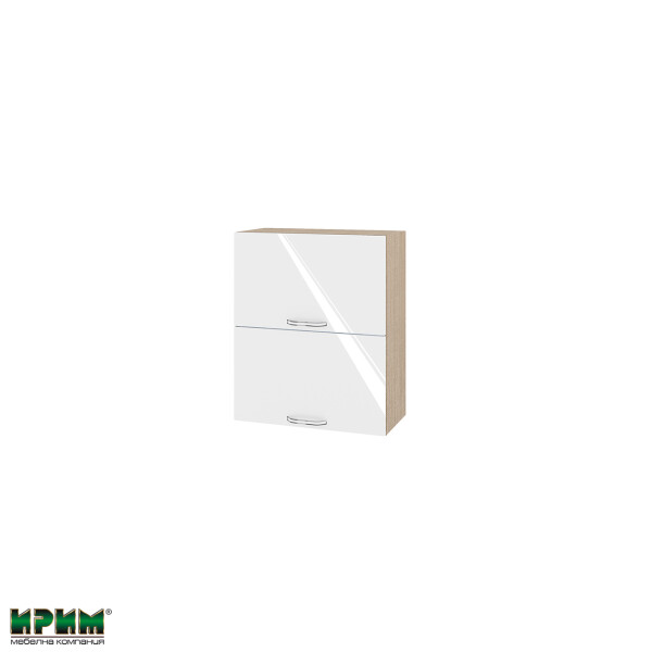 Горен модул с две хоризонтални врати МФ-Бяло гланц-05-11