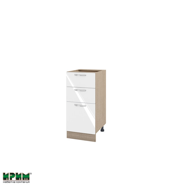 Долен модул с 2 чекмеджета,врата и рафт МФ-Бяло гланц-05-27