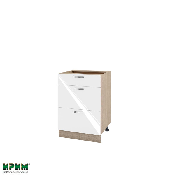 Долен модул с три чекмеджета МФ-Бяло гланц-05-57