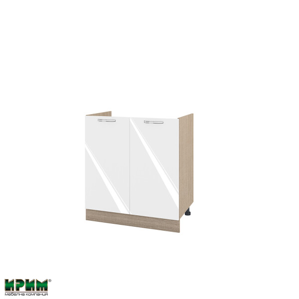 Долен модул за бордова мивка с две врати МФ-Бяло гланц-05-30