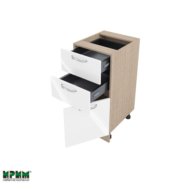 Долен модул с две чекмеджета и врата с плавно затваряне МФ-Бяло гланц-05-53