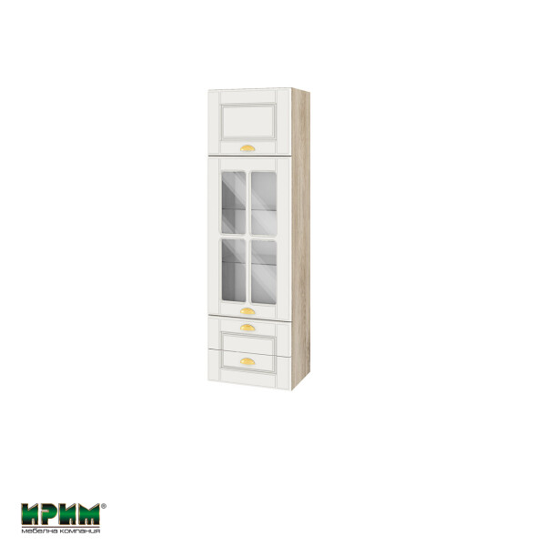 Горен модул с врата,витрина и две чекмеджета АРФ-Бяло мат-09-101