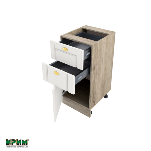 Долен модул с две чекмеджета и врата с плавно затваряне АРФ-Бяло мат-09-73 (ляв)