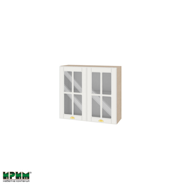 Горен модул с две витринни врати и рафт МФ-Бяло мат-09-104