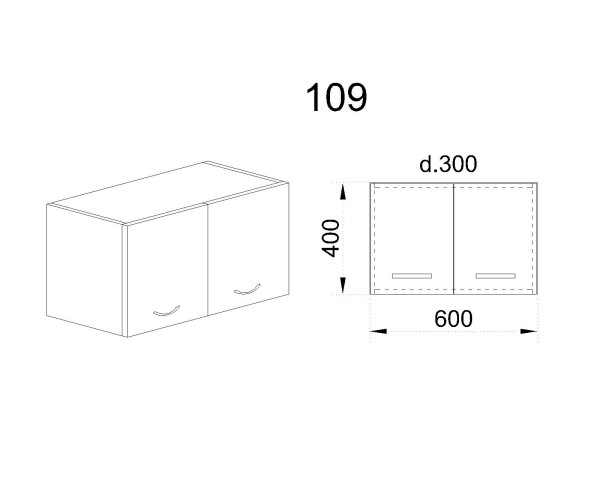 Горен модул с две врати МФ-Бяло мат-09-109