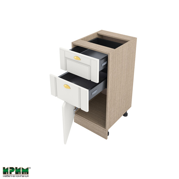 Долен модул с две чекмеджета и врата с плавно затваряне МФ-Бяло мат-09-73 (ляв)