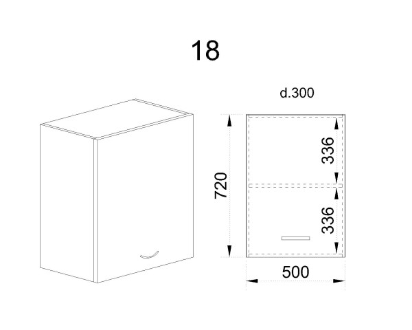 Горен модул с врата и рафт АРФ-Деним мат-06-18