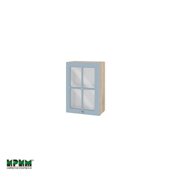 Горен модул с витринна врата и рафт АРФ-Деним мат-06-118