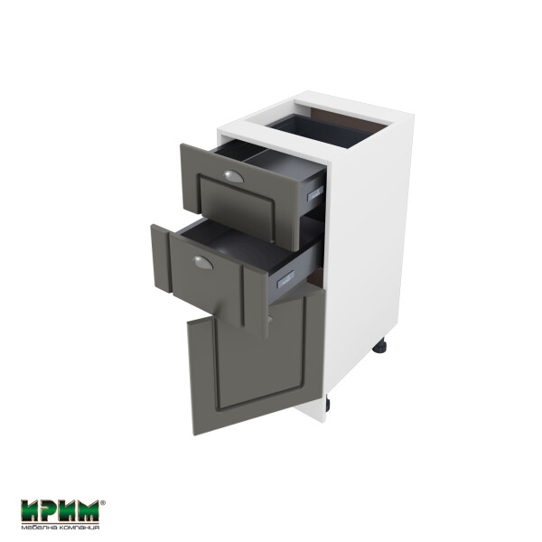 Долен модул с две чекмеджета и врата с плавно затваряне БФ-Цимент мат-06-53 (десен)