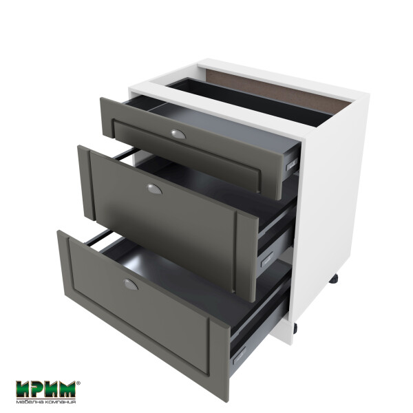 Долен модул с три чекмеджета с плавно затваряне БФ-Цимент мат-06-55