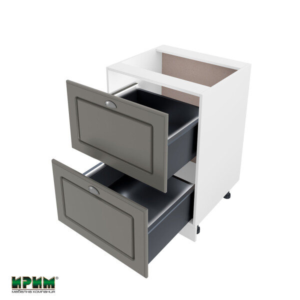 Долен модул с две чекмеджета с плавно затваряне и LED осветление БФ-Цимент мат-06-72