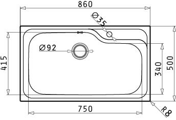 Мивка от неръждаема стомана Titan (86x50) 1B