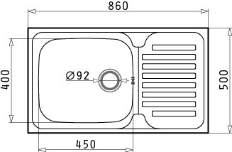 Мивка от неръждаема стомана Dorian (86x50) 1B 1D
