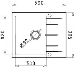 Мивка от гранит Alazia (59x50) 1B 1D Snow