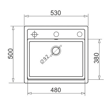 Мивка от гранит Camea (53x50) 1B Мока