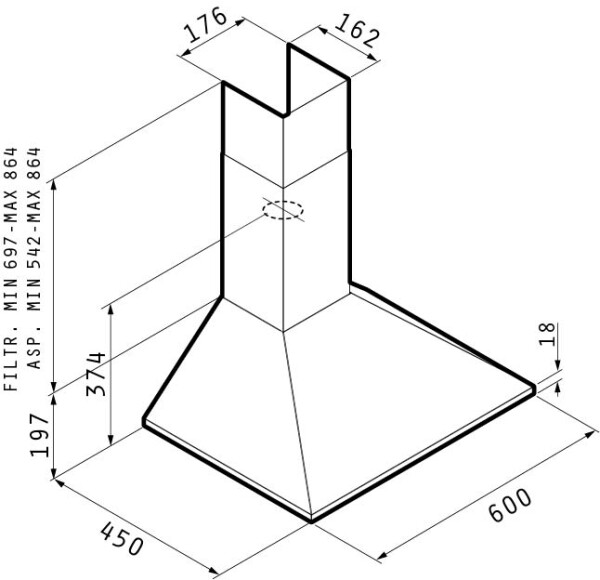 Свободно стоящ aбсорбатор квадратен 60 NN1 SU 32L тип Камина classic