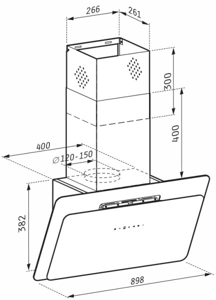 Свободно стоящ aбсорбатор Сив 90см VETRIO premium