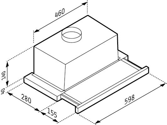 Абсорбатор за вграждане Плъзгащ 60 cm essential Бял