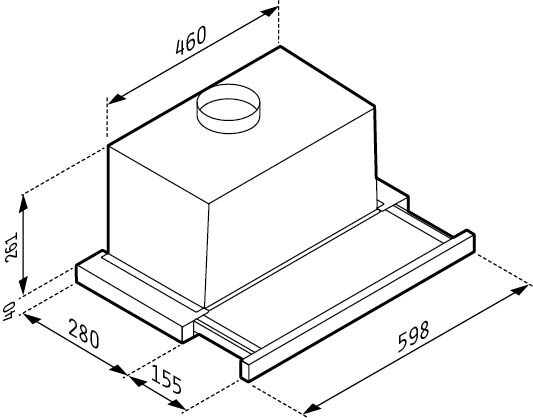 Абсорбатор за вграждане 60см Бял Плъзгащ TURBO essential