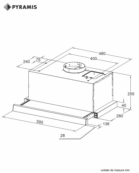 Абсорбатор за вграждане плъзгащ BLACK GLASS TURBO essential