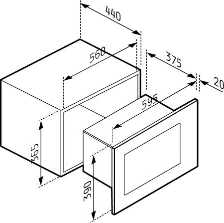 Микровълнова за вграждане 30 черна