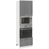 Колонен модул за фурна и микровълнова с врата и чекмеджете Глосмакс 622Ф Бял - Антрацит