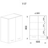 Горен модул с две врати и два рафта за аспиратор МФ-Токсано-11-117