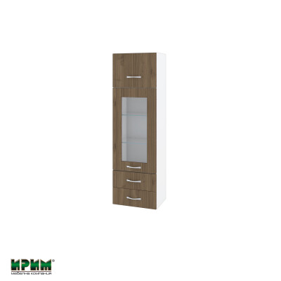 Горен модул с врата,витрина и две чекмеджета БО-Орех адмирал-101