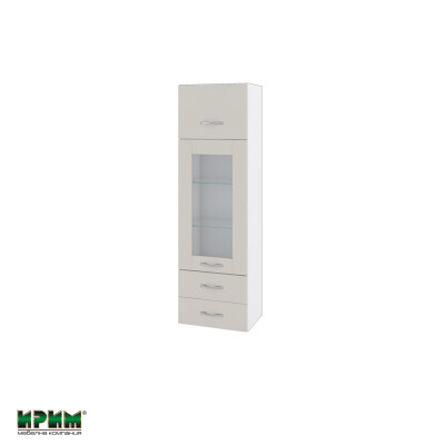 Горен модул с врата,витрина и две чекмеджета БС-Сатен-101