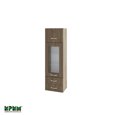 Горен модул с врата,витрина и две чекмеджета АРО-Орех адмирал-101