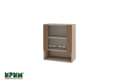 Горен модул с витринни врати и рафт МО-Орех адмирал-9
