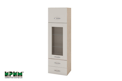 Горен модул с врата,витрина и две чекмеджета МС-Сатен-101