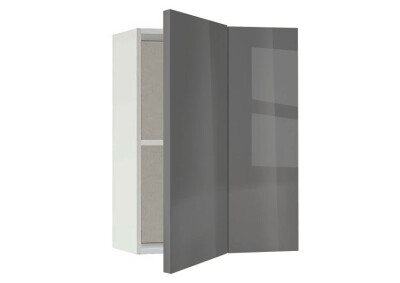 Горен модул ъглов с рафт Глосмакс 61 Бял - Антрацит