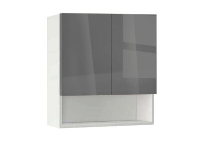 Горен модул с ниша и две врати Глосмакс 60P Бял - Антрацит