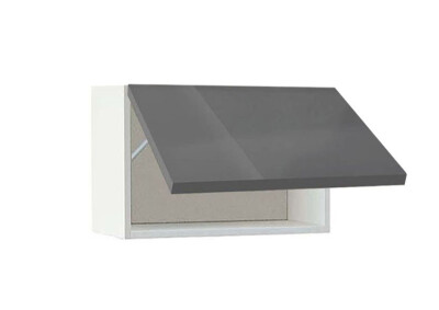 Горен модул с една хоризонтална врата Глосмакс 64Г Бял - Антрацит