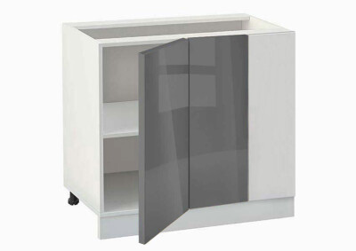 Долен модул ъглов с рафт Глосмакс 1001 Бял - Антрацит