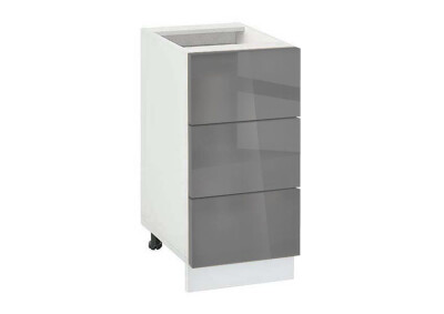 Долен модул с три чекмеджета Глосмакс 403 Бял - Антрацит