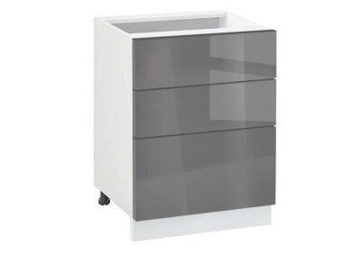 Долен модул с три чекмеджета Глосмакс 603 Бял - Антрацит