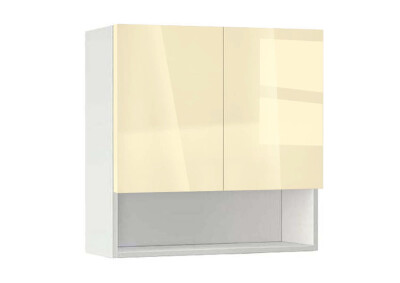 Горен модул с ниша и две врати Глосмакс 80P Бял - Айвъри