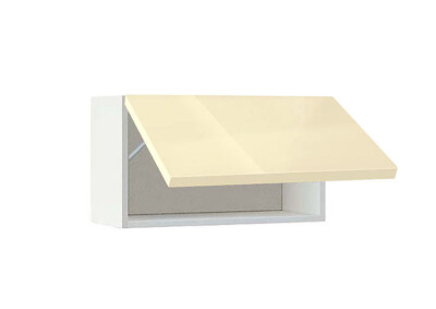 Горен модул с една хоризонтална врата Глосмакс 63Г Бял - Айвъри