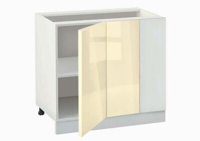 Долен модул ъглов с рафт Глосмакс 1001 Бял - Айвъри