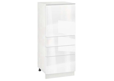 Долен модул с врата и три чекмеджета Глосмакс 600К Бял - Алба