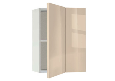 Горен модул ъглов с рафт Глосмакс 61 Бял - Визон