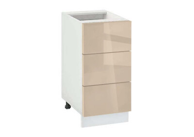 Долен модул с три чекмеджета Глосмакс 403 Бял - Визон