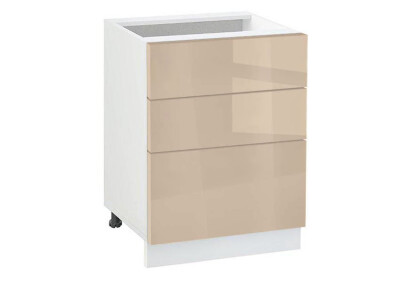 Долен модул с три чекмеджета Глосмакс 603 Бял - Визон