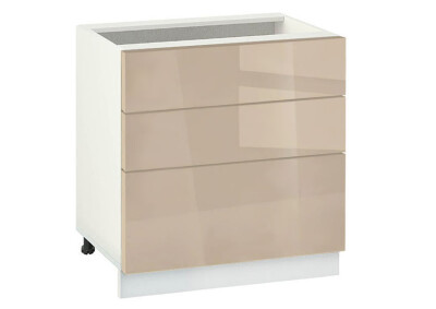 Долен модул с три чекмеджета Глосмакс 803 Бял - Визон