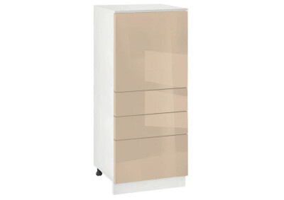 Долен модул с врата и три чекмеджета Глосмакс 600К Бял - Визон