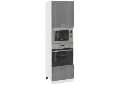 Колонен модул за фурна и микровълнова с врата и чекмеджете Глосмакс 622Ф Бял - Антрацит