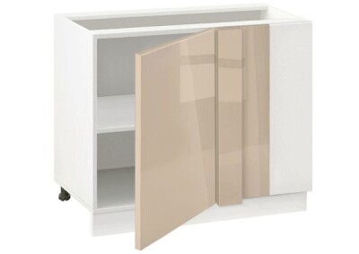 Долен модул ъглов с рафт Глосмакс 1201 Бял - Визон