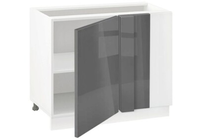 Долен модул ъглов с рафт Глосмакс 1201 Бял - Антрацит